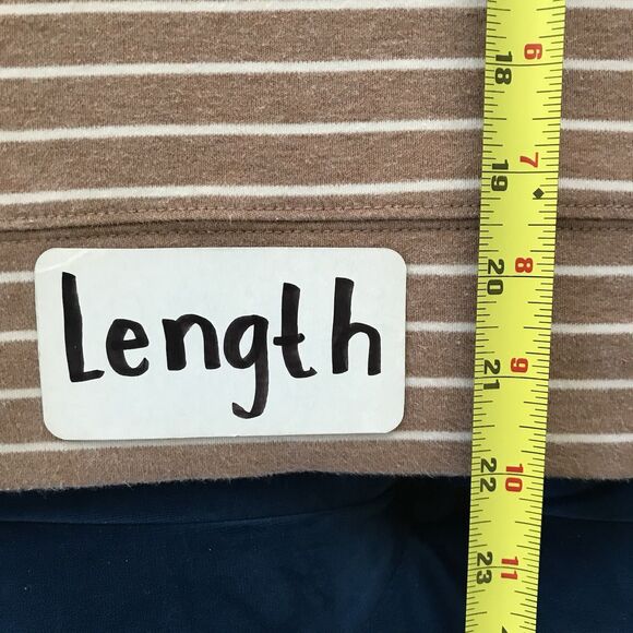 Haven Well Within Mocha Brown Striped Cotton Funnel Neck Long Sleeve Top - XS - Picture 7 of 9